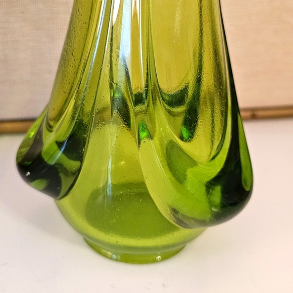 Viking Green Drape Swung Art Glass Vase - Picture 3 of 14